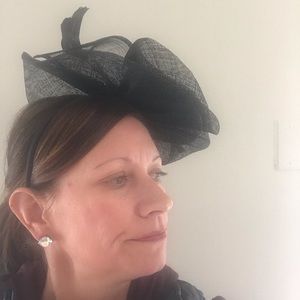 Josette Black mesh Derby headband Fascinator